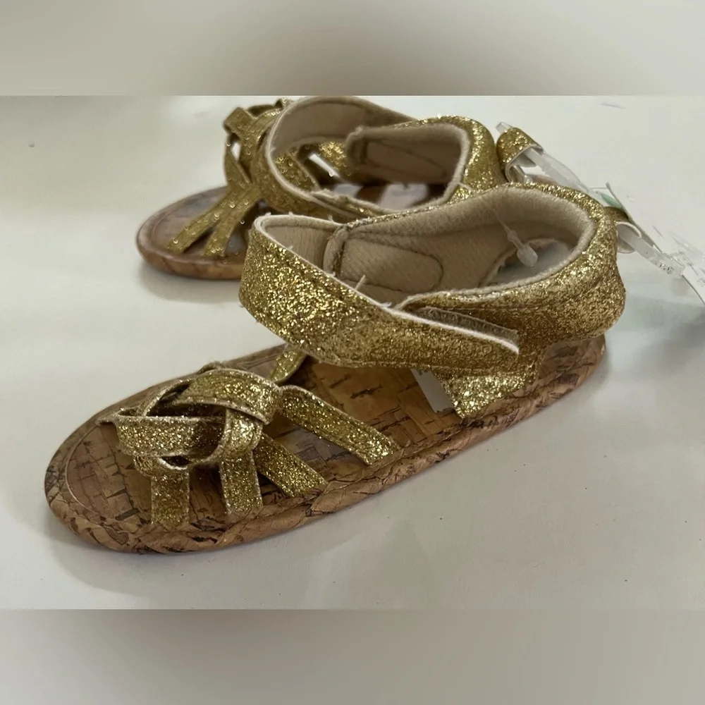 Nwt baby toddler carters gold braided sandals 12-18 months